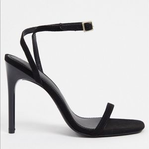ASOS DESIGN Nova heeled sandals in black micro